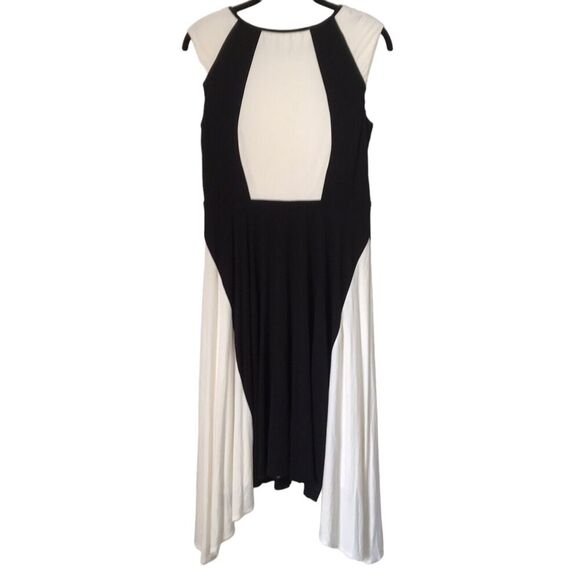 Ann Taylor Petite Dress Size 6P Black White Colorblock Asymmetric Handkerchief - Picture 5 of 10